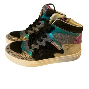 SKECHERS HIP HOP HIGH TOP GLITTER MULTI PATTERNED SNEAKER   Size 5.5